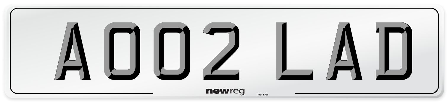 AO02 LAD Number Plate from New Reg